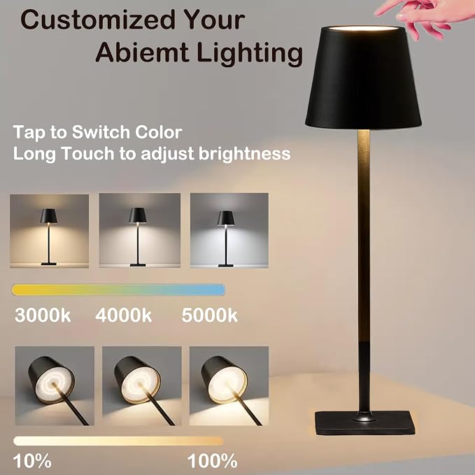 4 Pack Led Cordless Table Lamps-Wireless Rechargeable Lamps Bulk of 4, - Image 7