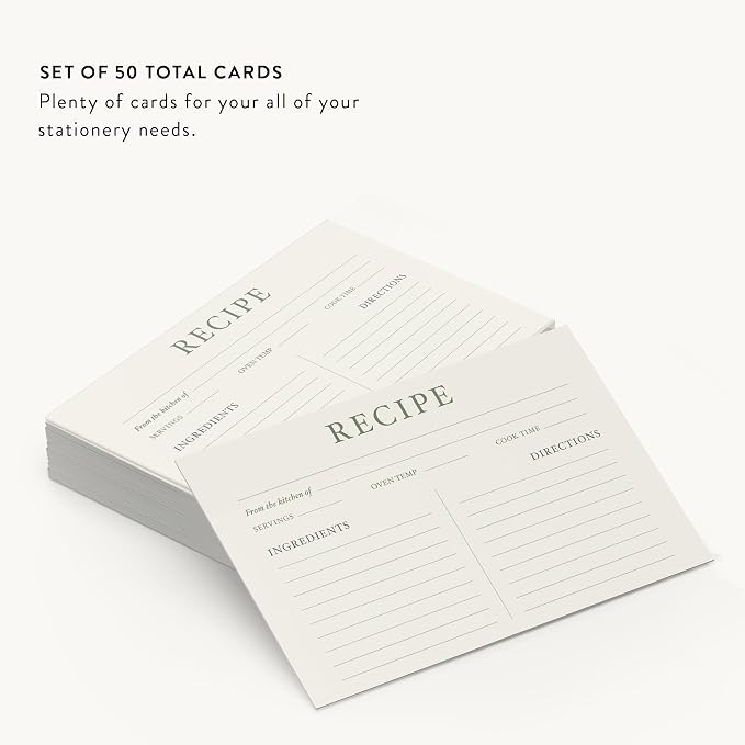 Dashleigh Elegant Recipe Cards 4x6 Double Sided, 50 Pack Thick Cardstock - Image 6