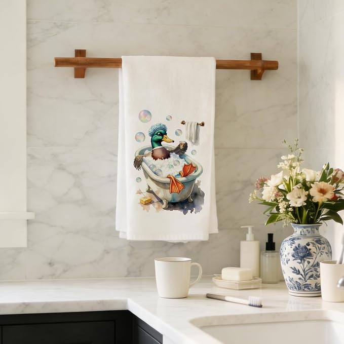 CUTHOLLOW Toilet Wild Ducks Decorative Kitchen Towels Set of 4, 15.74"x23.62" - Image 7