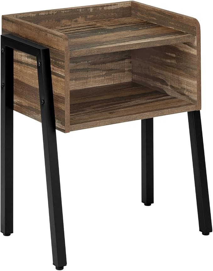 Brown End Table with Storage Cubby and Tray-Style Top, 18.5 Inch Rectangular - Image 3