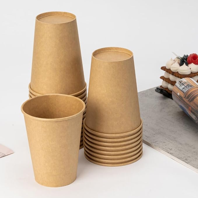 RACETOP 100 Pack 12 oz Coffee Cups, Disposable Coffee Cups, Kraft Paper Cups - Image 5
