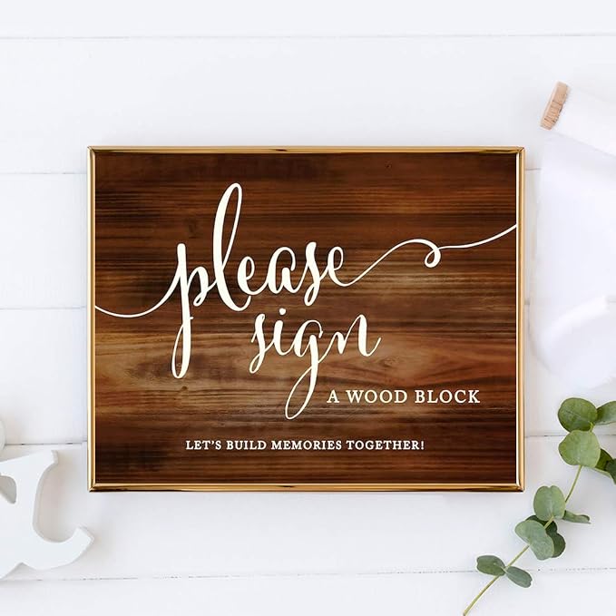 Andaz Press Wedding Party Signs, Rustic Wood Print, 8.5x11-inch, Please Sign a - Image 2