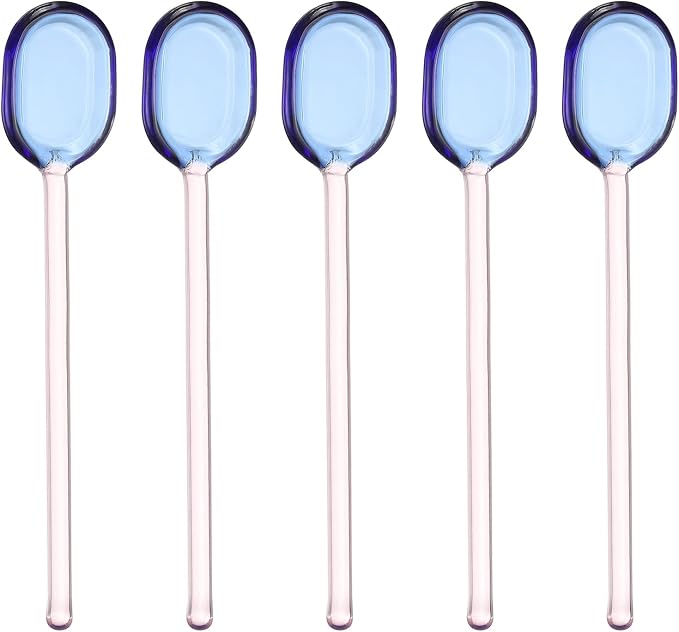 uxcell 5 Pcs Glass Coffee Spoons, 6.2 Inch Coffee Stirring Spoon, Long Handle by uxcell