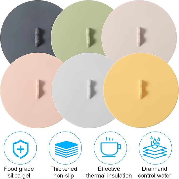 Silicone Lids for Cups, Ymapinc 6Pcs Silicone Cup Covers, Colored Universal Cup - Image 3