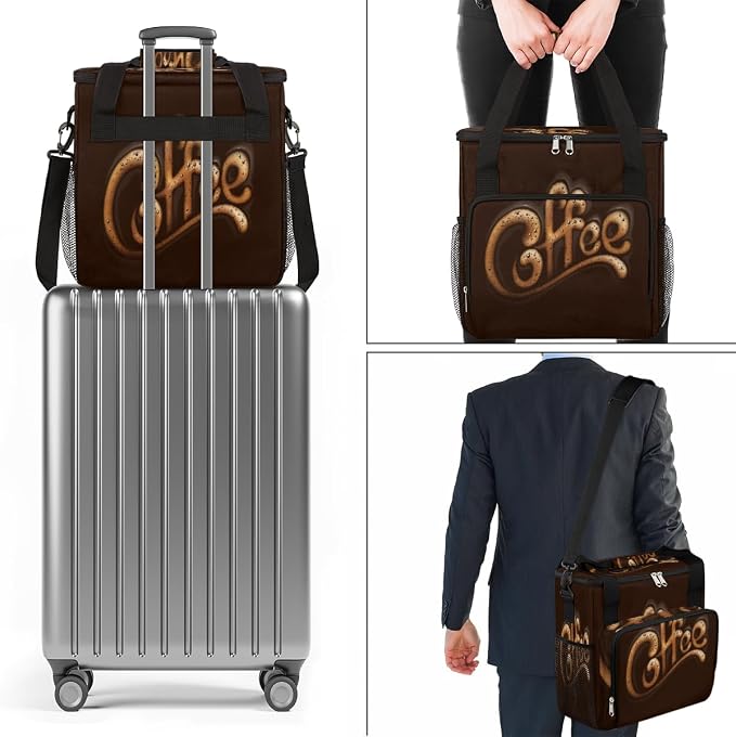 Brown Coffee Cafe Maker Carrying Bag Travel Case Compatible - Image 7