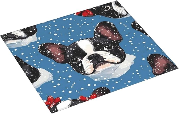 Dish Drying Mat For Kitchen Counter 16X18 Boston Terrier Red Bows Snowflakes - Image 4