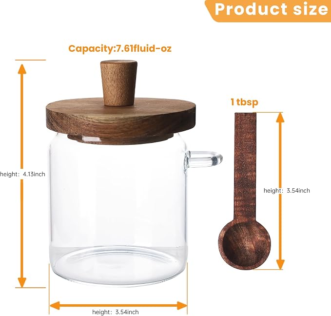 Glass Coffee Bean Storage Container, Wood Lid - Image 2