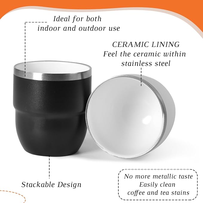 CHLJAR 4 oz Espresso Cup, Ceramic-Lined 18/8 Stainless Steel Coffee Cup - Image 4