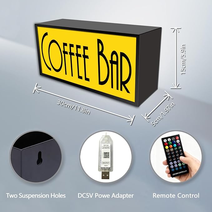 COFFEE BAR Neon Sign LED Light Box - Image 3