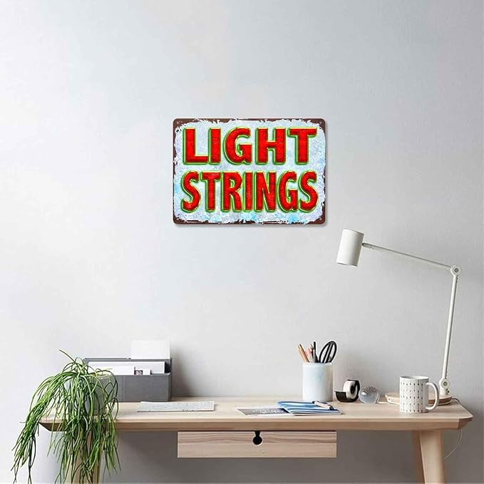 Light Strings Metal Sign 8x12 Inch, Funny Aluminum Wall Decor - Image 5