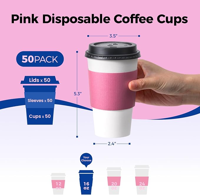 Fit Meal Prep 50 Pack 16 oz Disposable Coffee Cups - Image 2