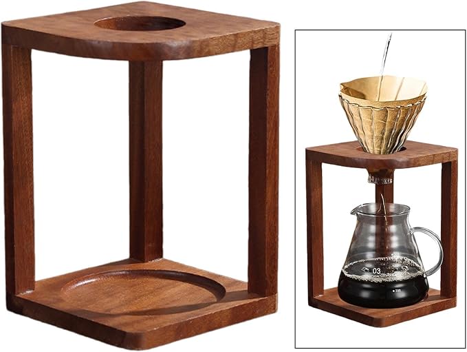 Wooden Coffee Filter Cup Stand Dripper Rack Stable Pour Over Coffee Brewer - Image 5