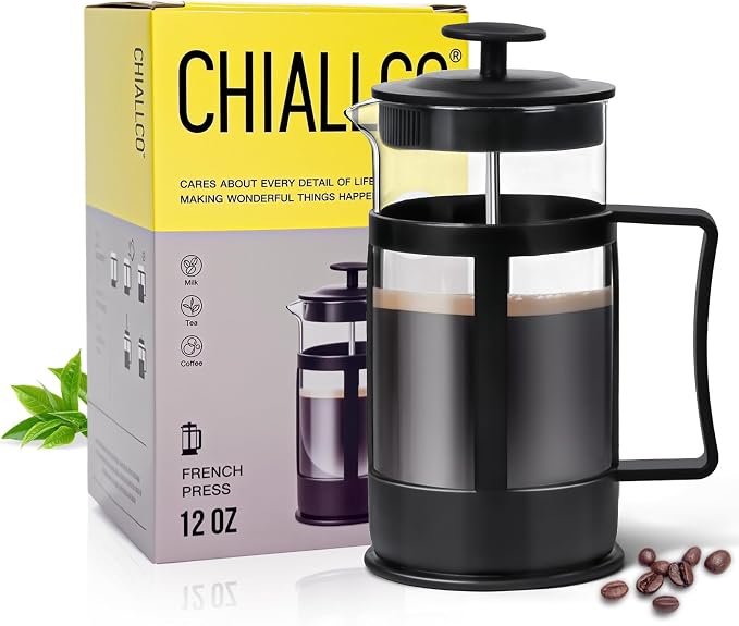 Chiallco Mini French Press Coffee Maker, Heat Resistant Thickened Borosilicate by Unknown