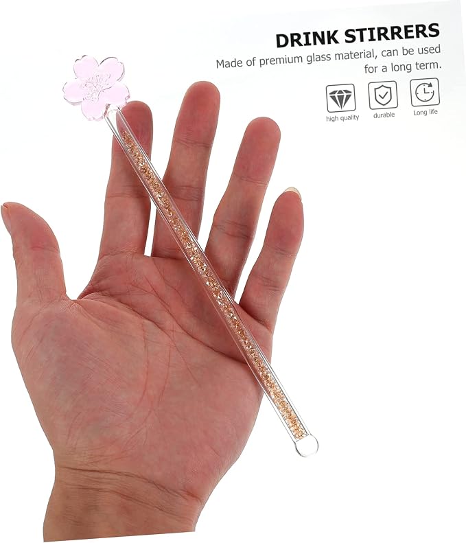 Flower Design Glass Stirring Rod Stylish Drink Muddler - Image 3