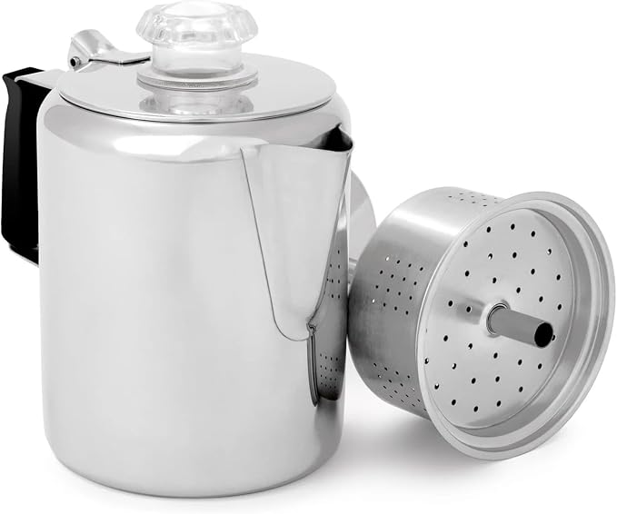 GSI Outdoors Percolator Coffee Pot I Glacier Stainless Steel by GSIOutdoors