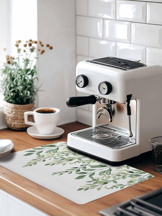 Rat Tailings Coffee Mat Green Plants Leaf Farmhouse Absorbent Bar Mat - Image 9