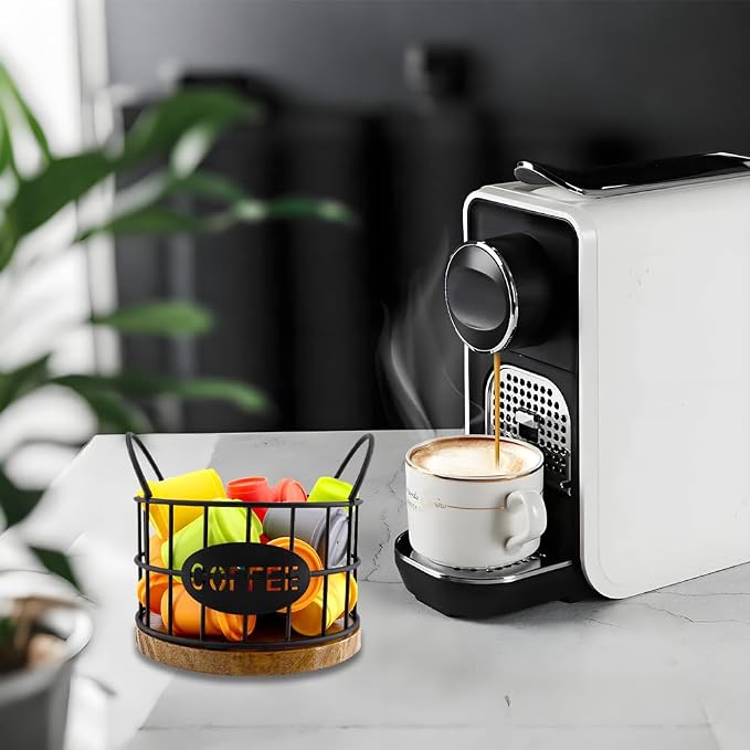 2 Pack Coffee Pods Holder for Countertop, Coffee Pods Storage Black Wire Basket - Image 4