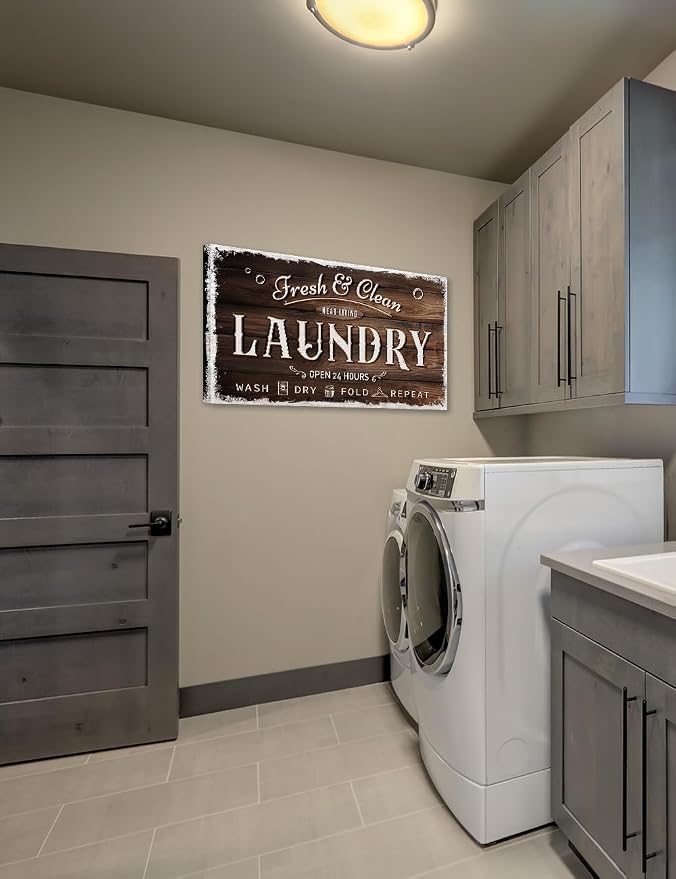 IPIC - Laundry Room Decor, Rustic Canvas Wall Art Print on Acid-Free Cotton - Image 3