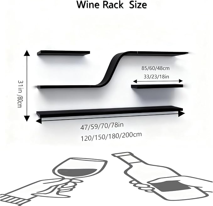 78IN Modern Wall Mounted Wine Rack - Image 2