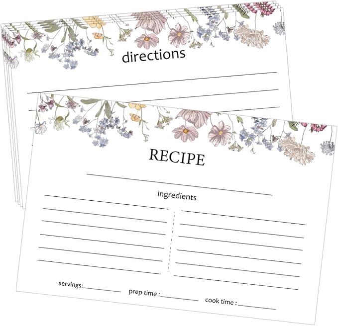 50 Pieces 4x6 Recipe Cards for Wildflower Bridal Shower Weeding Christmas by sunepany