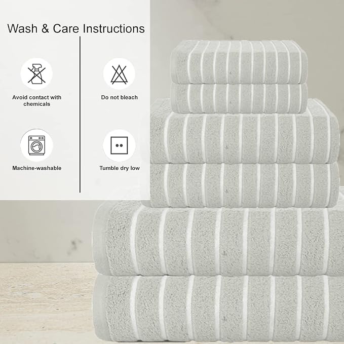 CASA COPENHAGEN Ecstatic 6Pcs 100% Egyptian Cotton Large Designer Towels Gift - Image 3