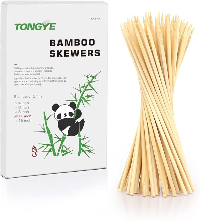 10 inch Bamboo Skewers, Premium Wooden Skewers without Splinters, Skewers by TONGYE