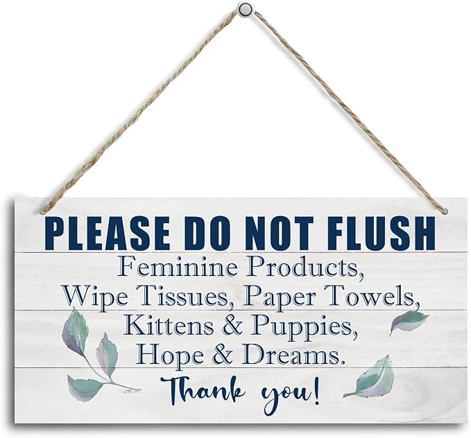 HALUOSI Hanging Printed Wooden Plaque Decor, Bathroom Rules Sign, 'Please Do by HALUOSI