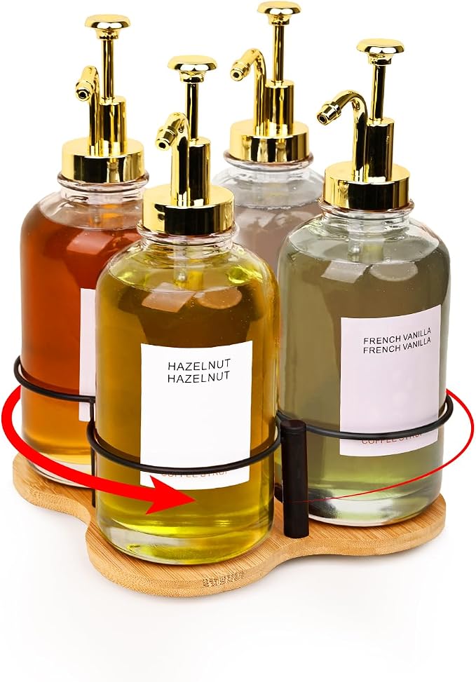 Rotating Coffee Syrup Organizer, Syrup Bottle Holder by IntreLife