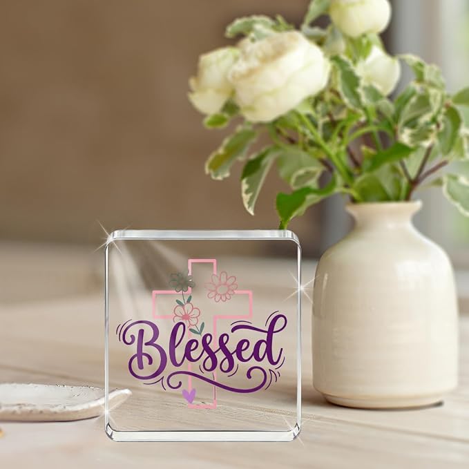 Christian Gifts for Women Desk Decor, Inspirational Religious Decor Acrylic Sign - Image 4