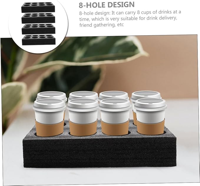 8-Hole Takeout Coffee Cup Tray 4Pcs Beverage Carrier Cup Carry Holder - Image 8