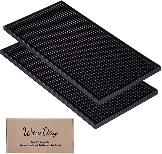 Bar Mat for Cocktail and Coffee Bar 6" x 12" Rubber Bar Service Spill Mat for by WowDay