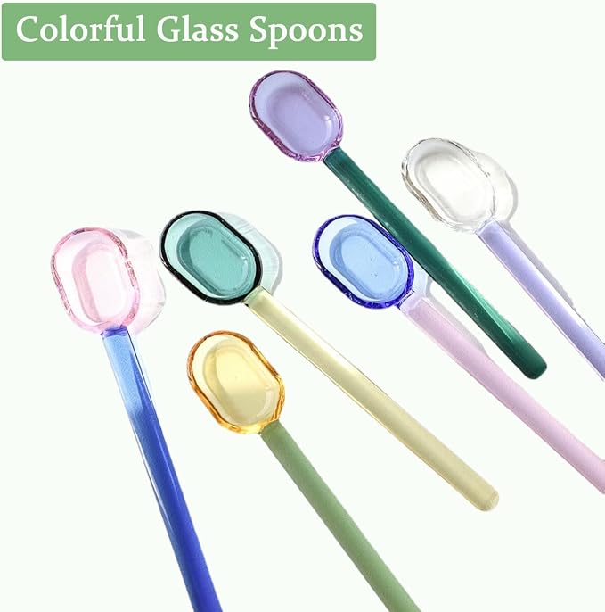 4pcs Colorful Glass Spoons Set, 6.1Inch Straight Handle - Image 4