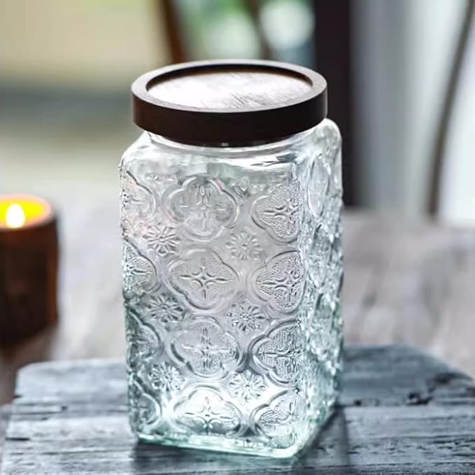 ANSQU Vintage Glass Storage Jar, 34 FL OZ Glass Food Storage Containers - Image 5