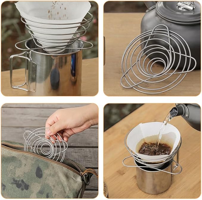 VICASKY 2pcs Stainless Steel Coffee Filter Cup Stand Dripper Drip Filter Rack - Image 5