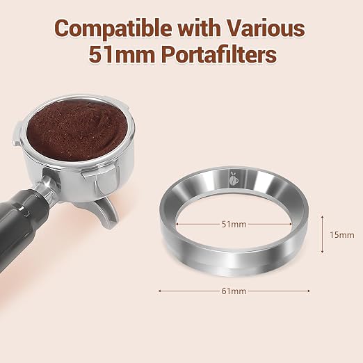 51mm Espresso Dosing Funnel, 304 Stainless Steel Coffee Dosing Ring, - Image 7