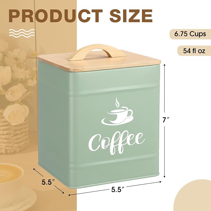 Maxdot 40 oz Turquoise Airtight Coffee Canister Large Iron Farmhouse Container - Image 2