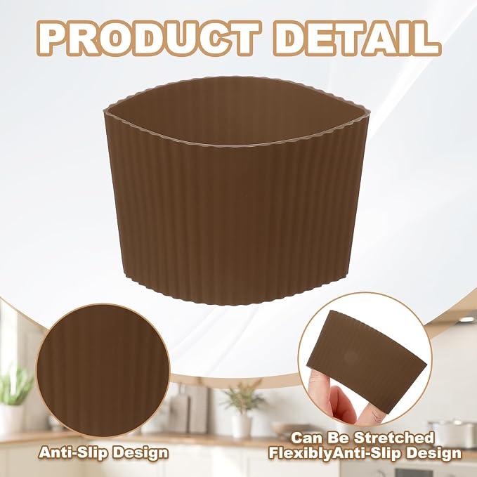 uxcell 6Pack Coffee Cup Sleeves, Reusable Silicone Heat Resistant Cups - Image 3