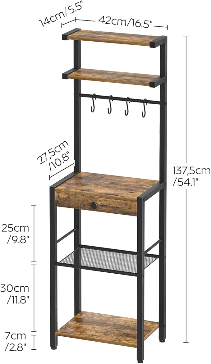YATINEY Bakers Rack, 5-Tier Coffee Bar Station, Coffee Stand - Image 3