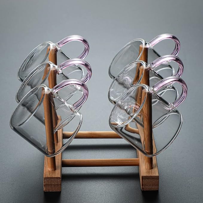 Wakauto Bottle Drying Rack Cup Drying Stand Bamboo Cup Holder Saucer Dish - Image 3