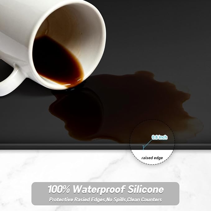 Garolue Silicone Coffee Mat, 24×16" Waterproof Heat Resistant Bar Mat - Image 3