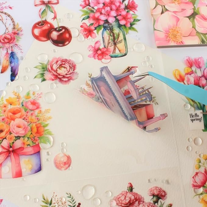 30 Sheets Precut Pink Garden Landscape Stickers Book - Image 3