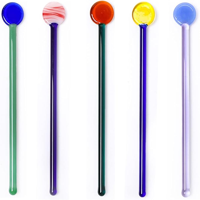 5 Pieces Glass Swizzle Sticks Cocktail Stirrers Mixing Spoon Coffee Tea by TMXAOK