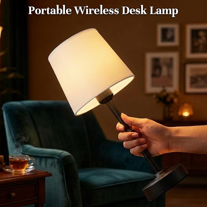 Rechargeable Cordless Table Lamp Black: 6000mAh Battery Operated Light - Image 5
