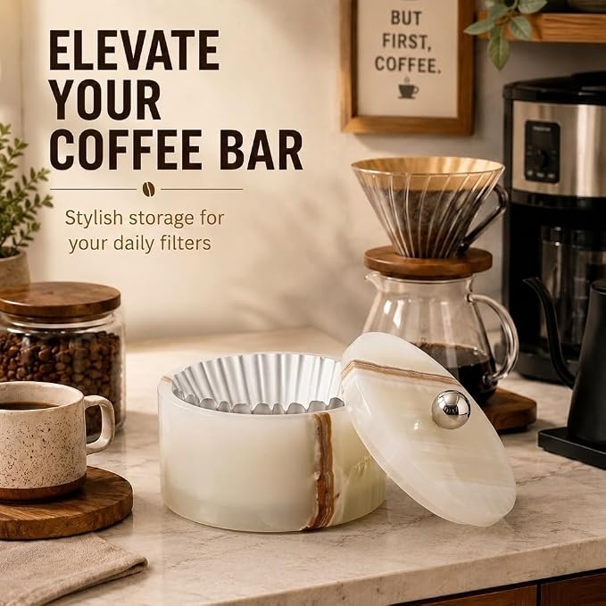 Marble Coffee Filter Holder – 6 inch Handmade White Onyx Coffee Filter Holder - Image 5