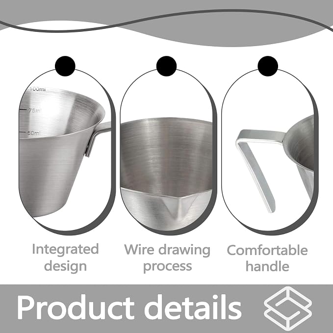 2 Packs 3.38 OZ/100 ML Stainless Steel Espresso Measuring Cup, Metal Espresso - Image 3