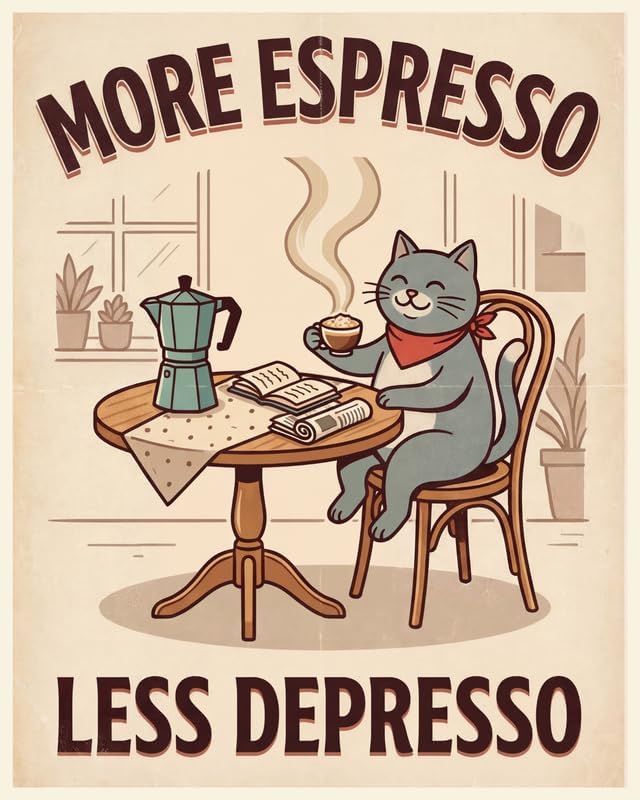 Lawrence Williams Designs Coffee Cat Poster by LawrenceWilliamsDesigns