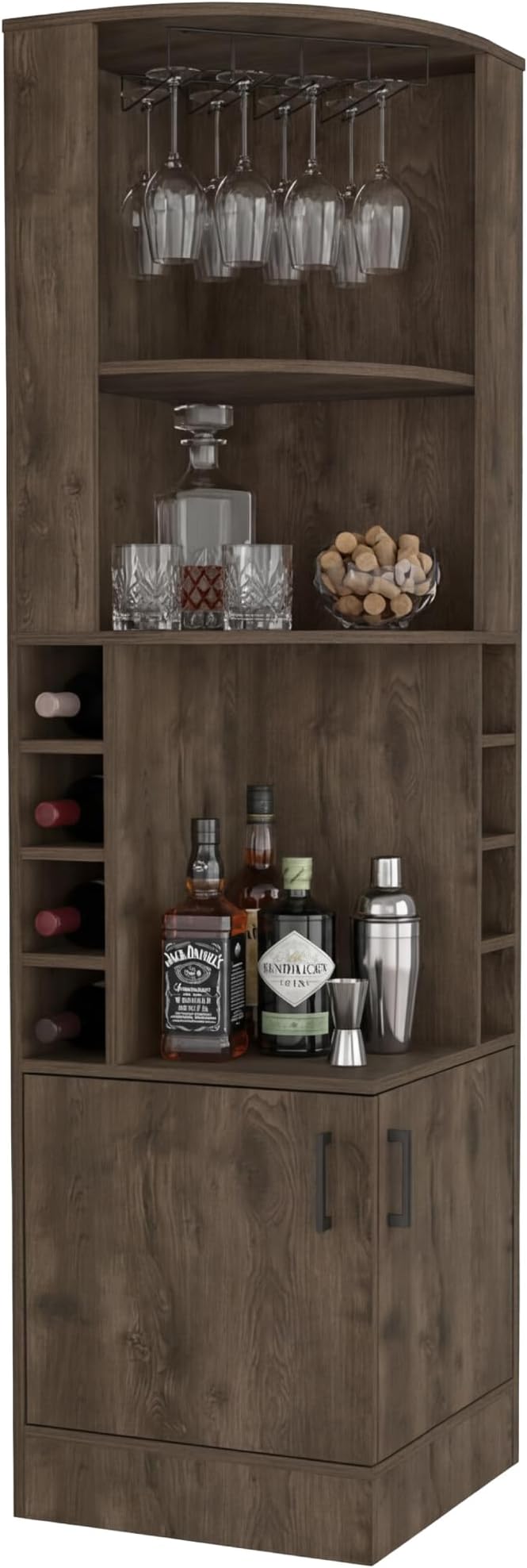Tuhome Syrah Corner Bar Cabinet, Tall 71.1" Liquor Cabinet - Image 4