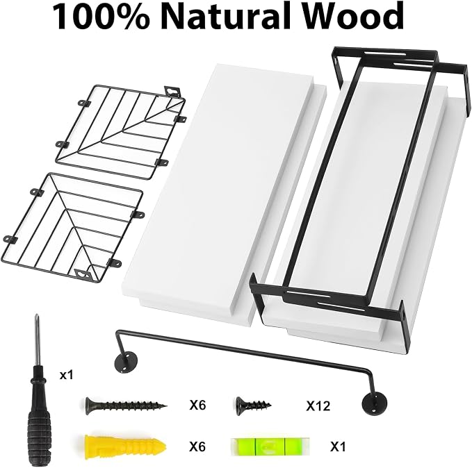 Fixwal Wall Mounted Bathroom Shelves Over Toilet, Rustic Wood Floating Shelves - Image 3