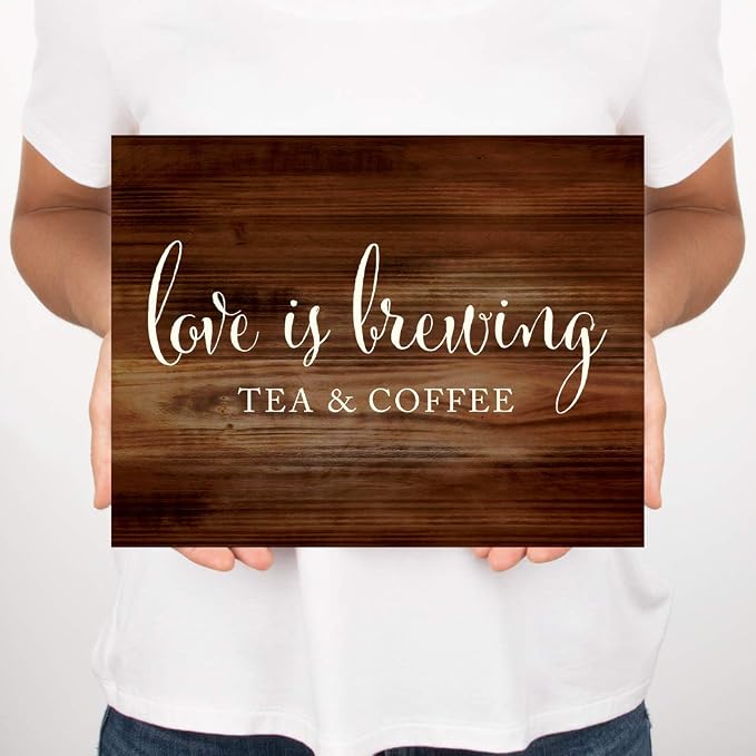Andaz Press Wedding Party Signs, Rustic Wood Print, 8.5x11-inch, Tea & Coffee - Image 3