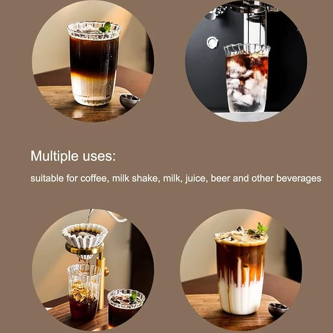 2 Pcs Drinking Glasses Coffee Cup, 13oz Glassware Set, Iced Coffee Glasses - Image 3